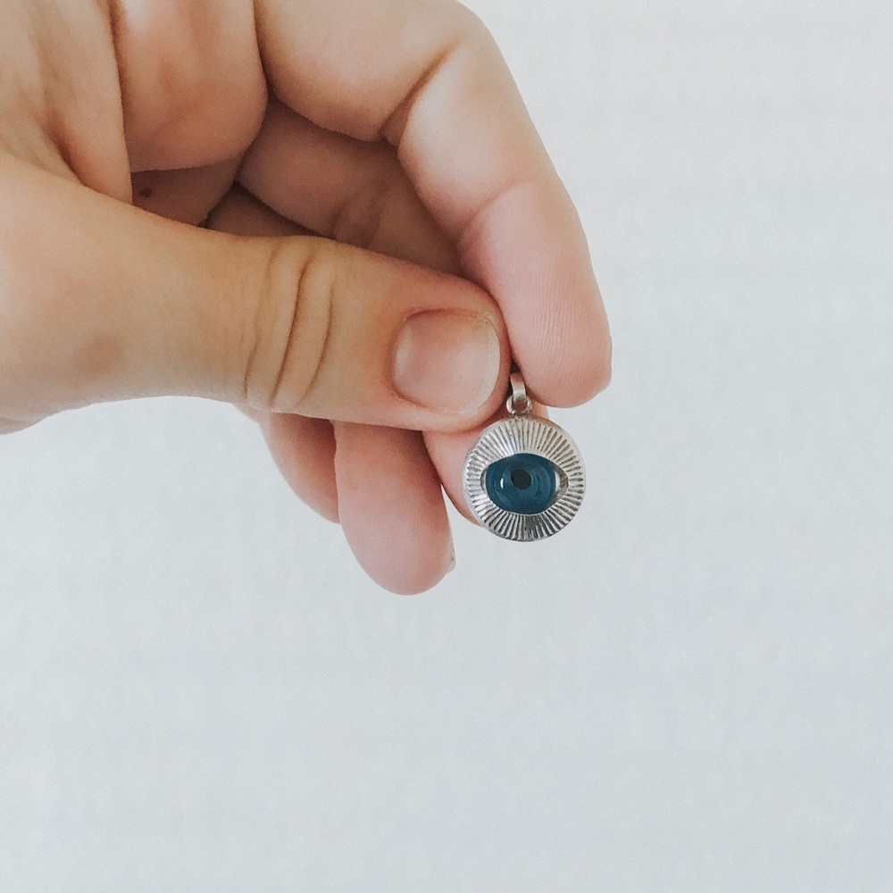 Silvering Silver Evil Eye Necklace Charm 🧿